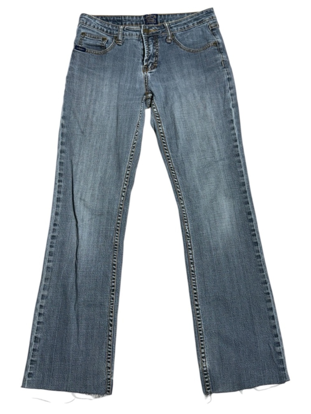 Vintage Cowgirl Up Low Rise Bootcut Jeans Raw Hem Medium Wash Y2K Western Size 4